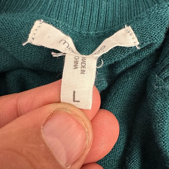Maurices Womens Green Long Sleeve Knit Sweater Size L Ribbed Collar Soft - Picture 4 of 12